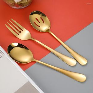 Dinnerware Sets Fashion Stainless Steel Dividing Spoon Fork Western Cutlery Colander Gold Practical Kitchen Accessories