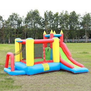 Uppblåsbar studsare Jumper Bounce House Slide Jumping Bouncy Castle House With Air Blower Ball Pit Basketball Hoop For Kids Outdoor Play Fun Birthday Presents Toys Toys