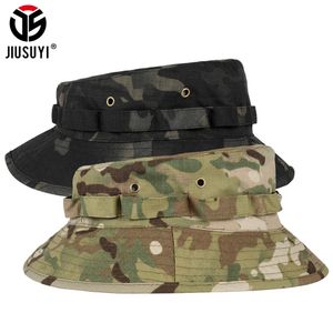 Hüte mit breiter Krempe Bucket Hats Multicam Boonie Hat Military Camouflage Bucket Hats Airsoft Army Tactical Hunting Fishing Outdoor Panama Nepalese Cap Summer Men 230408