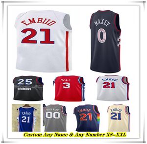 Maglia da basket stampata Joel Embiid Tyrese Maxey Tobias Harris Kelly Oubre Jr Allen Iverson Julius Erving Nicolas Batum De'Anthony Melton Sixer City Edition Youth