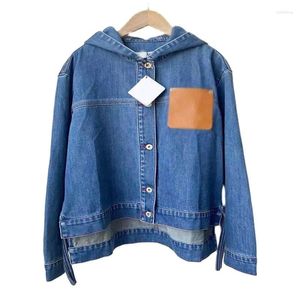 Giacche da donna 2023 Autunno/Inverno Casual Cappotto monopetto Stile Street giapponese Tasca con cappuccio e versatile giacca di jeans