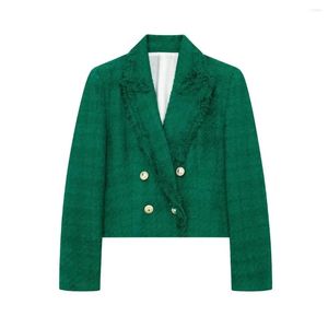 Women's Jackets Blazers Jacket Ladies Formal Outwear Solid Long Sleeve Coat Green Cropped Elegant Fashion Chaqueta Zar Feminino