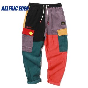 Herrenhose „Back To 90'S“ Patchwork Farbblock Cordhose Hip Vintage Cargo Harem Hose Streetwear Harajuku Retro Jogger Sweatpant 231108