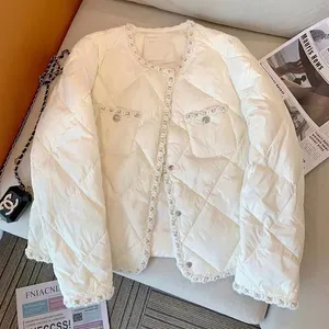 Xiaoxiangfeng Loose Lingge Down Cotton Dress Women's Winter 2023 New Fashion Celebrity Temperament High Grade Coat 2 Colors