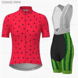 Erkekler Trailtsits 2023 Kadın Bisiklet Jersey Set Bisiklet Giysileri Karpuz Yaz Bisiklet Bisiklet Seti Anti-UV Maillot Conjunto Ropa Ciclismo T231109