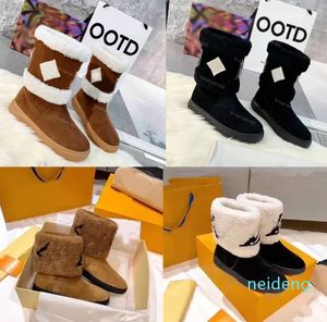 Designer Boots SNOWDROP Women laureate platform desert boot Leather Snow Boot Winter Warm Sheepskin Brown Black Shoe Plush Fur Ankle Boot With