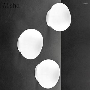Vägglampor italienska stenar lampa Milky White Glass 15/23/32/45 cm gång sconces för studie vardagsrum sovrum hem dekoration lampor