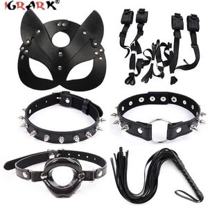 Giocattolo del sesso Massaggiatore Accessori erotici y Donne Orecchie Maschera Frusta di cuoio Cosplay Bdsm Bondage Fetish Donna Puntelli di Halloween Giocattoli per coppie