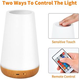 Table Lamps Remote Lamp USB Rechargeable Color Changing LED NightStand For Office Bedroom Living Room Home Basement Beside