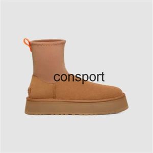 Botas de nieve cortas Classic Dipper recién llegadas de diseñador para mujer, botas delgadas elásticas de invierno con cremalleras laterales modernas y versátiles, zapatos de felpa y algodón grueso