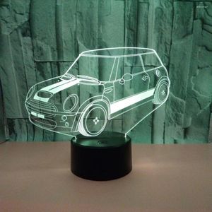 Gece Işıkları Yatak Odası Araba Küçük 3D Gece Işığı Renkli Dokunmatik Dokunmatik Hediye Işık Armatürleri Yenilik Luminariakids Oda Led Lamba