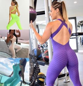 Fitness wear with chest pads women039s onepiece sportswear suit large buttocks bubble yoga suit sexy leggings sports bra gym8407457