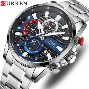 Armbandsur Watch For Men Curren Luxury Quartz Chronograph Sport Waterproof Man Watches Military Fashion rostfritt stål Armbandsursklocka 231109