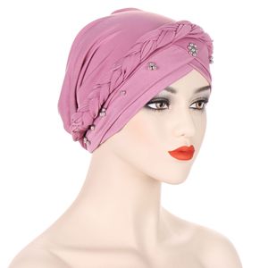 Arab Lady Women Cancer Hat Chemo Cap Muslim Braid Head Scarf Turban Head Wrap Cover Ramadan Hair Loss Islamic Headwear