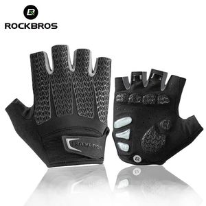 Luvas de ciclismo ROCKBROS Luvas de ciclismo bicicleta à prova de choque espuma acolchoada meio dedo luva curta antiderrapante respirável DH Rode bicicleta luvas masculinas 231109