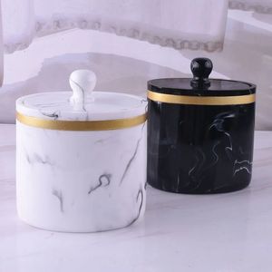 Toothpick Holders Marble Pattern Holder Portable Cotton Swab Storage Box Dispenser Container With Lid Home Living 231108