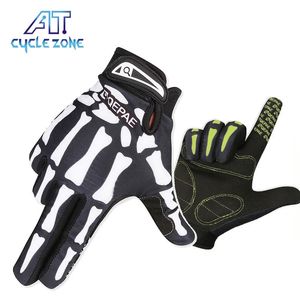 Luvas de ciclismo Crânio Dedo Completo Luvas Táticas Bicicleta Fantasma Motocicleta Toque Ciclismo Homens Inverno Estrada Pesca Fitness Luva Quente 231109