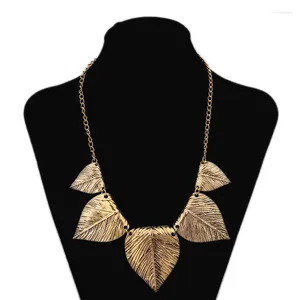 Chains LosoDo European And American Fashion Geometric Leaf Shape Necklace Multilayer Retro Handmade Jewelry Clothing Accessories