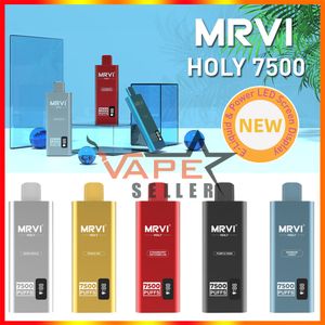 Original MRVI Holy 7500 Puffs Razz Bar engångsvapspenna med cigarett med digital skärmdisplay laddningsbar 600mAh batteri 15 ml POD Metal Device