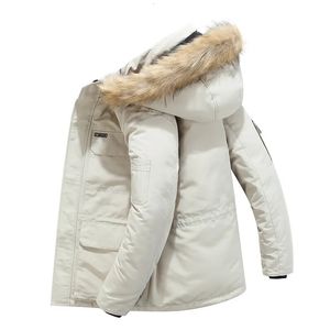 Parkas masculinas de lã com capuz de pele de inverno Parkas masculinas jaqueta de neve à prova de vento espessadas -30 graus manter quente ao ar livre 231108