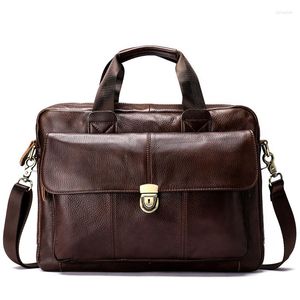 Bortkyror Luufan Men's Shoulder Bag Laptop Fashion Portfölj Handväskor Crossbody For Men Messenger äkta läder