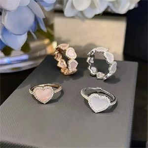 luxury A brand love heart Chinese rings for women charm pearl elegant pink hearts diamond anillos emotion finger heavy moissanite designer ring jewelry