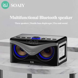 Компьютерные колонки Cool Owl Design Bluetooth-динамик Светодиодная вспышка Беспроводной громкоговоритель для телевизора Открытый сабвуфер FM-радио Будильник Поддержка TF-карт YQ231103