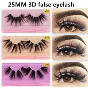 25 mm weiche, flauschige 3D-Faux-Nerzwimpern, dramatische lange Wispies, falsche Wimpern, Wimpernverlängerung, natürliches Volumen, Schönheit, Augen-Make-up2224368