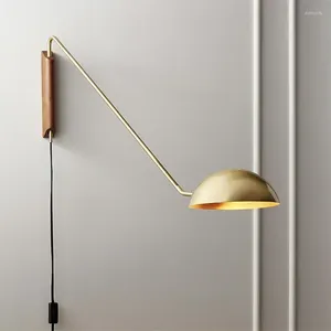 Wall Lamps Adjustable All Copper Lamp LED Minimalist Modern Living Room Sofa Retro Bedroom Bedside Gold Reading