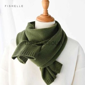 Шарфы роскошные кашемировые шарфы армейский зеленый для женщин и мужчин зимний вязаный шарф для взрослых теплые шерстяные мужские маленькие шарфы сплошной цвет J231109