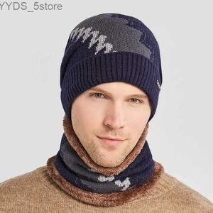 Beanie/Kafatası Kapakları Sonbahar Kış Örme Şapkalar Erkekler için Beanies Şapka Moda Erkekler Sıcak Açık Bisiklet Bonnet Kapakları Erkek Scarf Şapkaları Set Erkek Beanie Cap YQ231108