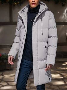 Herrpäls faux päls varm huva midlängd jacka mens casual zip up bomull vadderad jacka överrock höst vinter vindbrytare rockar män kläder 231109