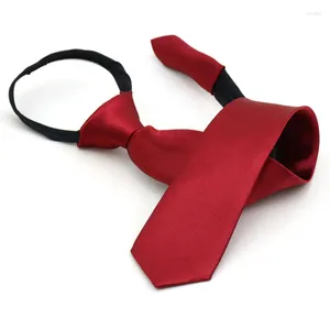 Bow Ties 38cm 5cm Solid Color Neckties For Kids Female Children Student Lazy School Uniform Cravat Red White Graffiti Tie Neckwear