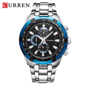 Bilek saatleri Curren Top Lüks Marka Moda Kuvars Mens Saatler Spor Su Geçirmez Tüm Steel Wristwatch Askeri İş Relogio 231109