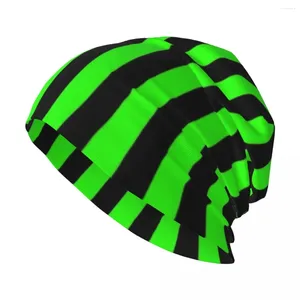 Berets neon zielony i czarne pionowe paski dzianinowe czapki w czapkach tato dla mężczyzn