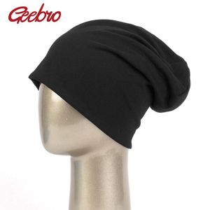 Basker geebro kvinnor solid färg bomull slouchy mjuka mössa män avslappnade mössor turban varma skallies elastiska hattar mode unisex bonnetberets