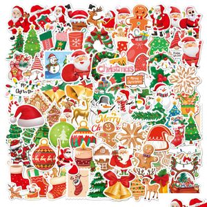 Andra dekorativa klistermärken 100 jul klistermärken gammal man träd snö glas bärbar dator doodle resväska klistermärke droppleverans hem trädgård hem dhgtw