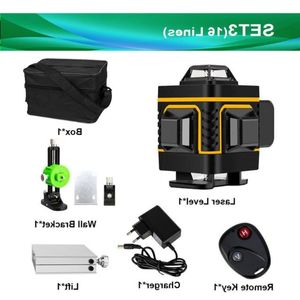 16 linhas 4d nível laser verde auto-nivelamento remoto sem fio 360 cruz vertical horizontal com suporte de parede da bateria niceq