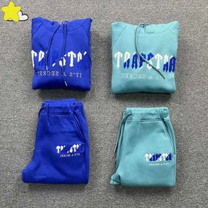 2023 Online Celebrity New Style Lake Bright Blue Hoodie Männer Frau 1Cotton Fleece Handtuch bestickt Trapstar Pullover Sweatshirts