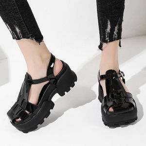 النساء Termainoov 788 High Sandals Heels Square Toe Patent Platform Platfor