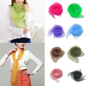 Scarves 70 70cm Plain Square Chiffon Neck Scarf Head Transparent Shawl For Dancing Performance Dress Up Luxury