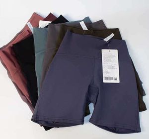 Completo da yoga Completo da yoga Lu Pantaloncini da motociclista da palestra da donna Vita alta Sensazione nuda con tasche Push up ad asciugatura rapida Corsa da allenamento Fitness Pantaloni corti L140