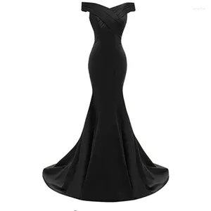 Sukienki imprezowe Formalne czarny wieczór na ramię syrena balowa sukienki satynowe ślubne sukienka druhna vestido de fiesta
