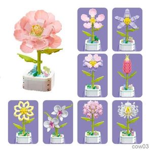 Blocks Bouquet Building Block Kit DIY Eternal Flowers Block Toy Set Rose Potted Bricks Girl Adult Friend Gift R231109