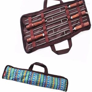 Werkzeuge 5 PCS Edelstahl U-Form Grill Gabeln Braten Spieße Mit Tragetasche Für BBQ Grill Zubehör Outdoor Camping