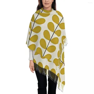 Шарфы Orla Kiely, британские шали, накидки для женщин, теплый длинный мягкий шарф, шаль из пашмины с линейным стеблем и листьями