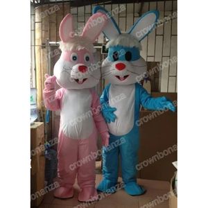 Costumi della mascotte del coniglio adorabile di formato adulto Vestito del personaggio dei cartoni animati di Halloween Vestito di Natale All'aperto Vestito da festa Abbigliamento pubblicitario promozionale unisex