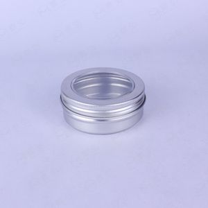 Packaging Boxes 100g Aluminum Cosmetic Jar Clear Lip Container Screw Thread 100ml Makeup storage Package Box with Clear Transparent Window 690pcs
