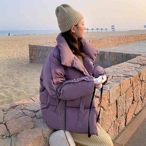 Women's Down Parkas Solid Color Short Winter Jacket Kvinnor Värm bomullsjackor Kvinnliga löst Outwear Korean vadderad kappa