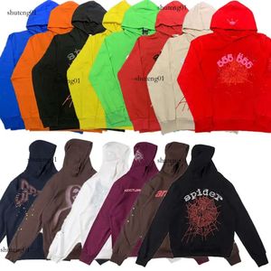 Men's Black Brown Hoodie Sweatshirt Real Photo Tracksuit Spider Web Pullovers Sp5der 555555 Sweatpants Set Designer 10